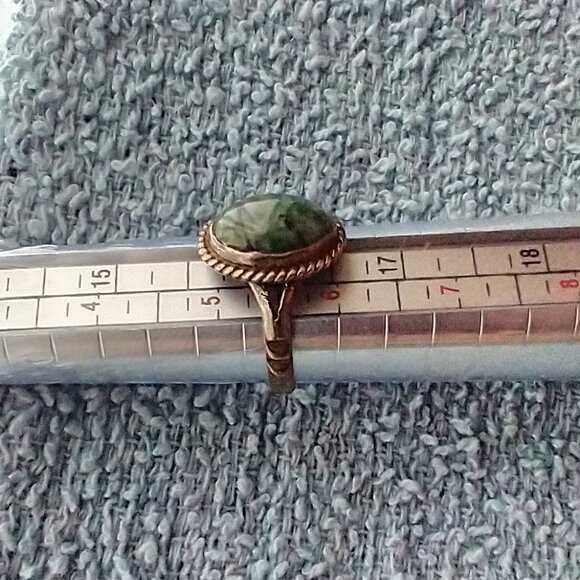 Silver Moss Agate Gemstone Ring Size 5.5 Bezel Set Vintage Hand Crafted - Picture 4 of 16